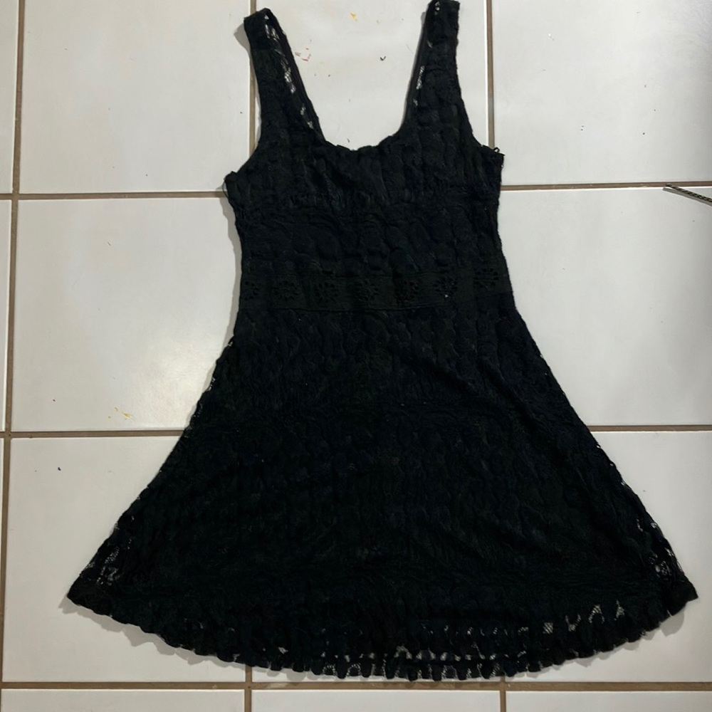 Black lace a line dress